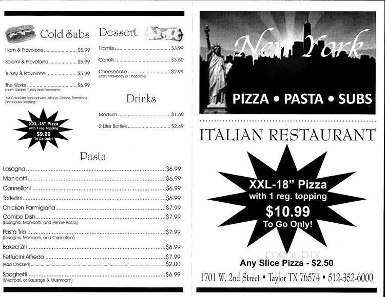 New York Pizza & Pasta - Taylor, TX