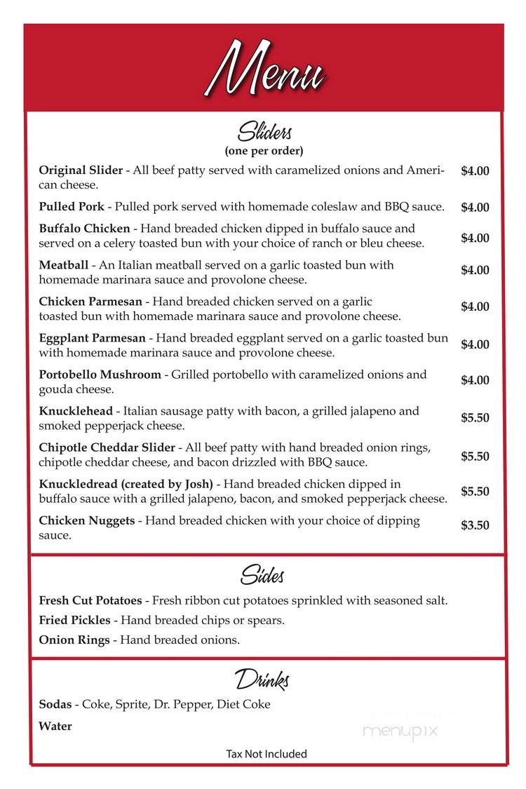 Slingin' Sliders - San Marcos, TX menu_pic
