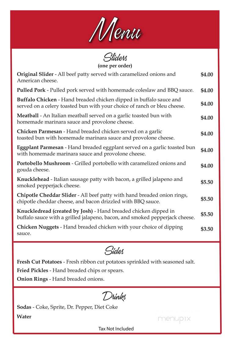 Slingin' Sliders - San Marcos, TX menu_pic