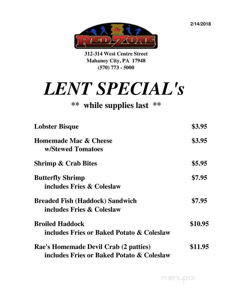 M & M Redzone - Mahanoy City, PA menu_pic