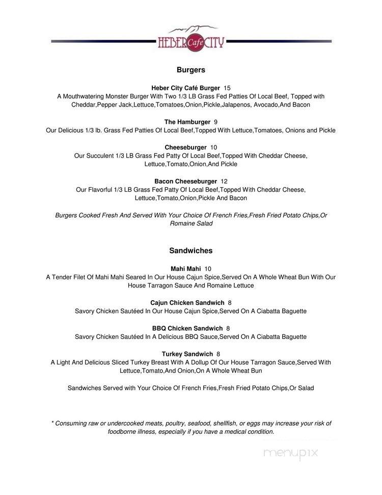 Heber City Cafe - Heber City, UT menu_pic