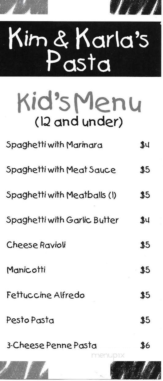 Kim and Karla's Pasta - Redmond, OR menu_pic