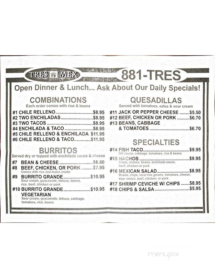 Los Tres Mex - Waimea, HI menu_pic