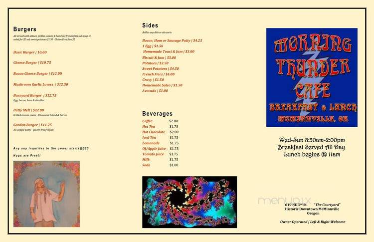 Morning Thunder - McMinnville, OR menu_pic