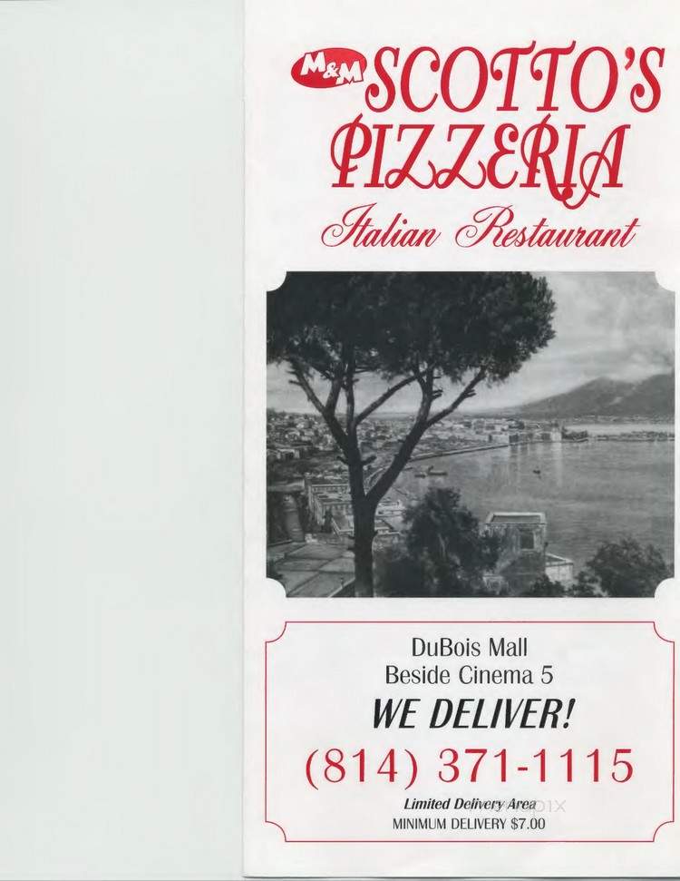M&M Scotto's Pizzeria - DuBois, PA menu_pic