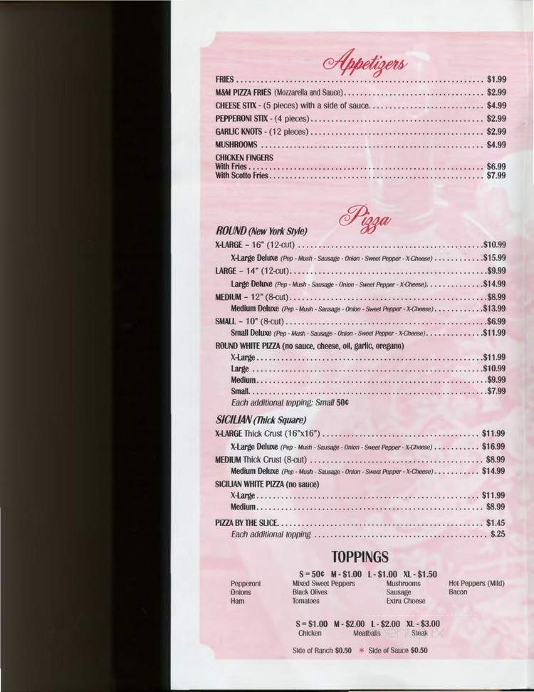 M&M Scotto's Pizzeria - DuBois, PA menu_pic