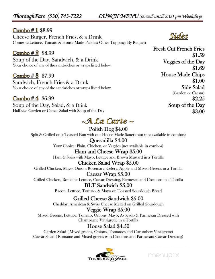 Thoroughfare - Marysville, CA menu_pic
