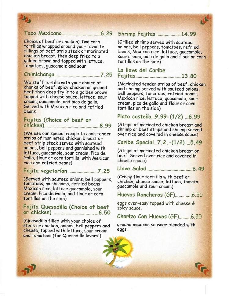 La Llave Del Caribe - Bowling Green, KY menu_pic