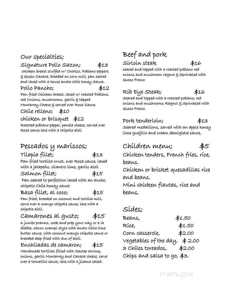 Sazon Mexican Home Cooking - Garland, TX menu_pic