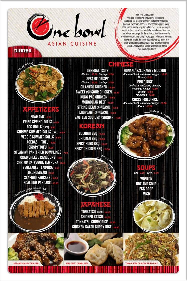 Menu of One Bowl in Ann Arbor, MI 48104