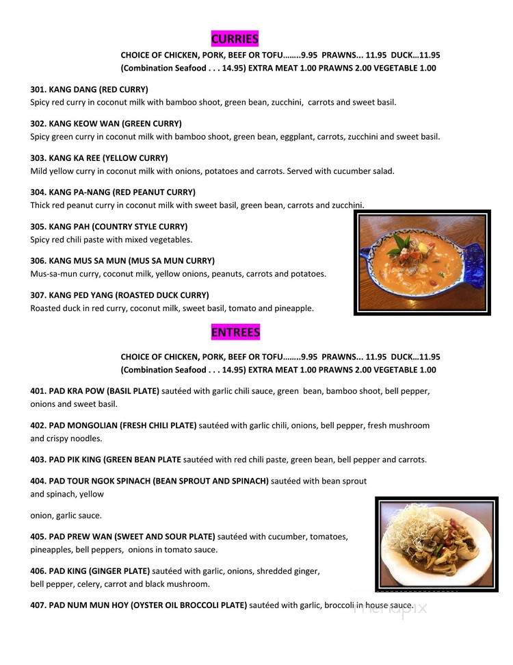 Siam Marina Thai Cuisine - Marina, CA menu_pic