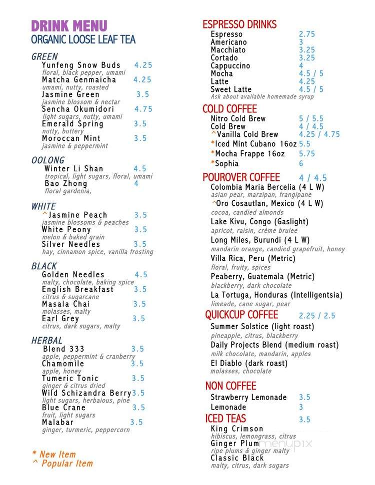 Daily Projects Cafe & Eatery - Algonquin, IL menu_pic