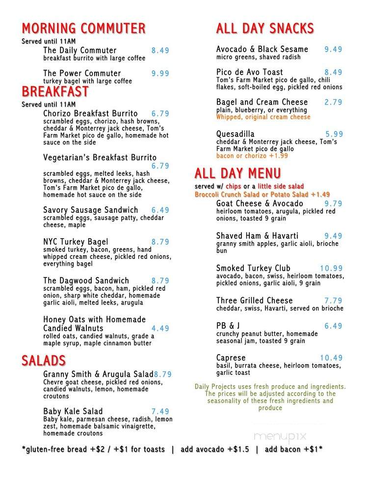 Daily Projects Cafe & Eatery - Algonquin, IL menu_pic
