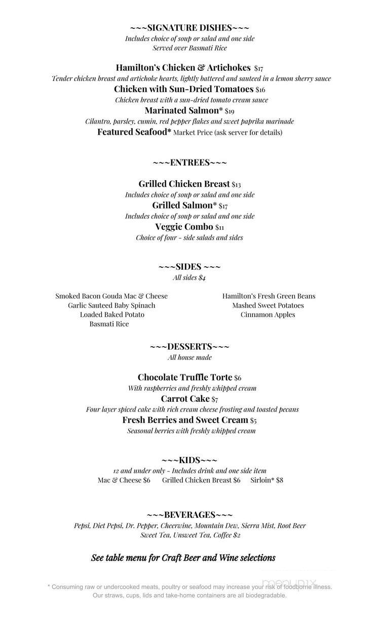 Hamilton's Steakhouse - Asheboro, NC menu_pic