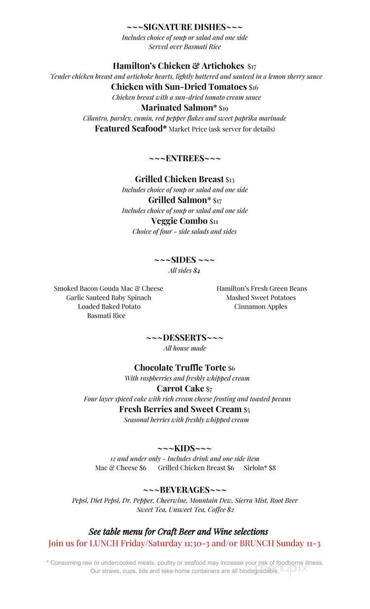 Hamilton's Steakhouse - Asheboro, NC menu_pic