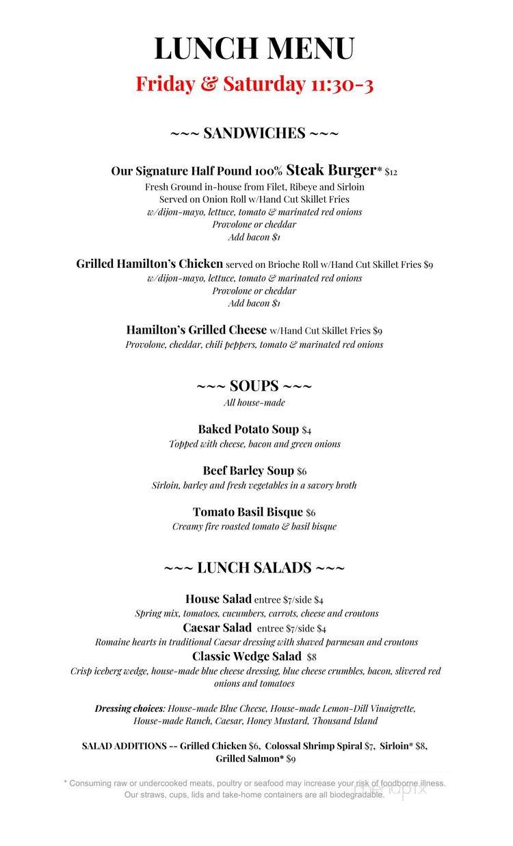Hamilton's Steakhouse - Asheboro, NC menu_pic