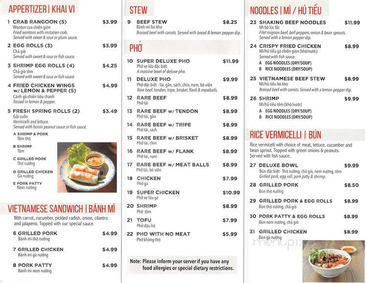 Pho Midway - Dallas, TX menu_pic
