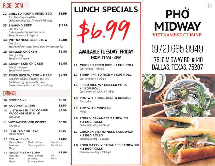 Pho Midway - Dallas, TX menu_pic