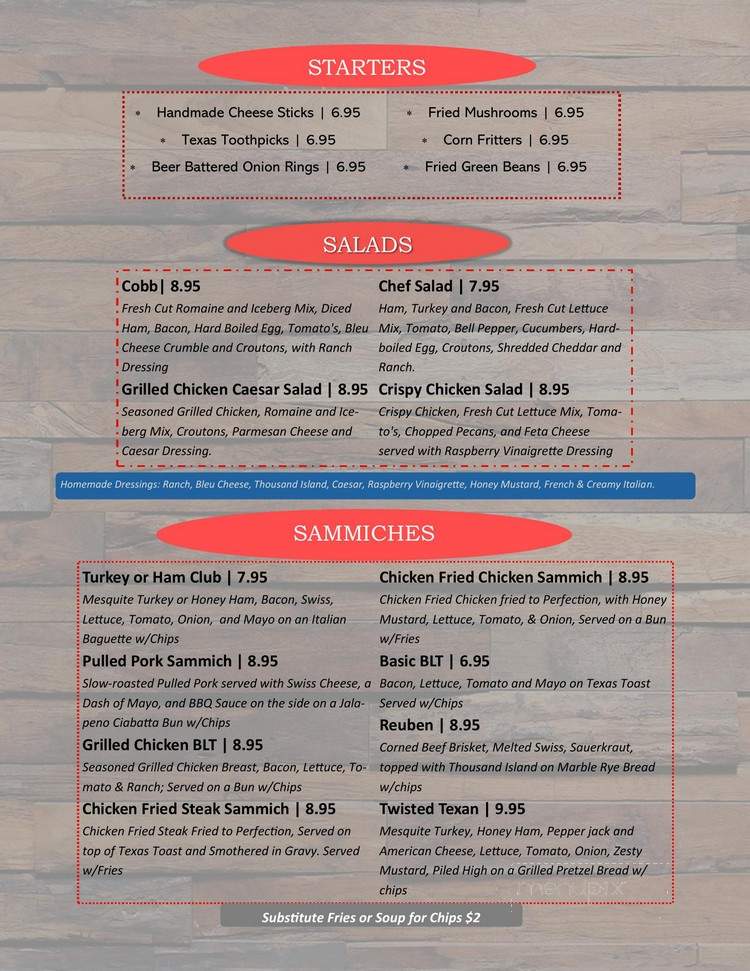 The Main Street Grill - Vernon, TX menu_pic