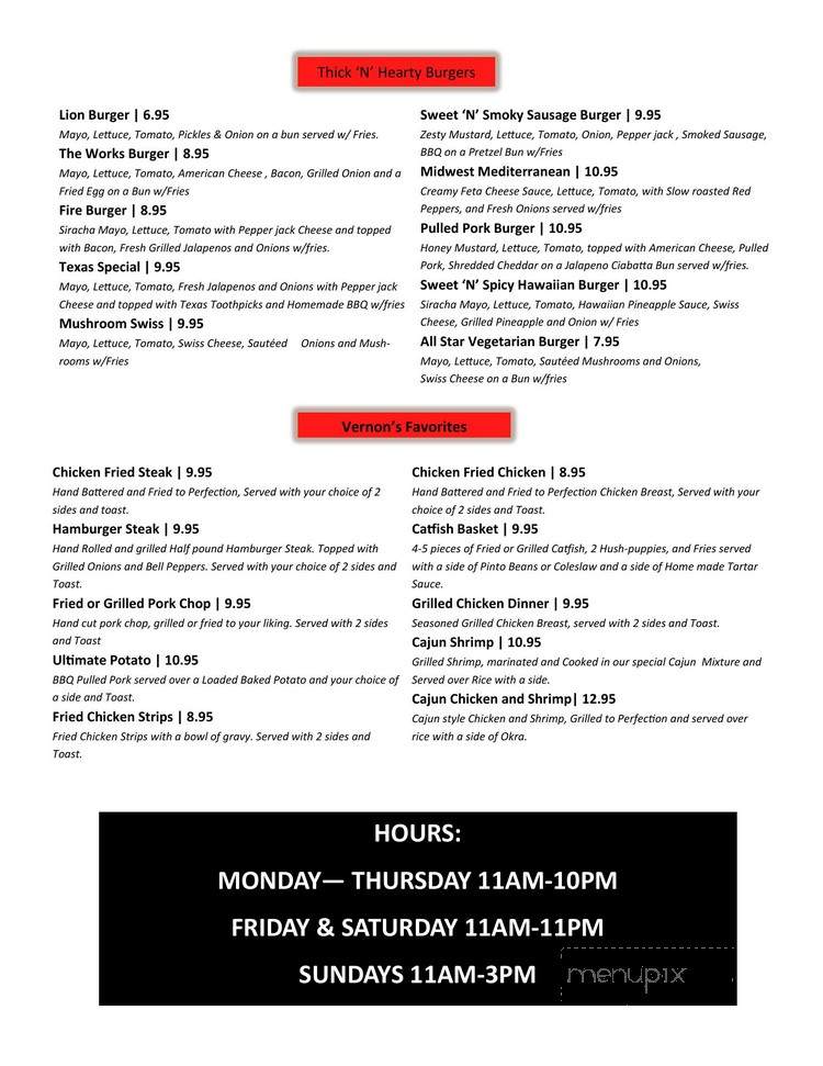 The Main Street Grill - Vernon, TX menu_pic