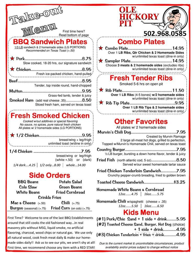 Ole Hickory Pit Bar-B-Cue - Louisville, KY menu_pic