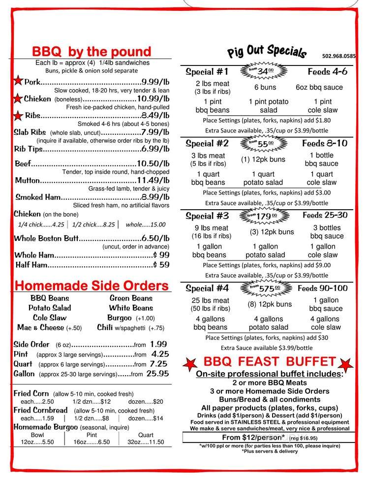 Ole Hickory Pit Bar-B-Cue - Louisville, KY menu_pic