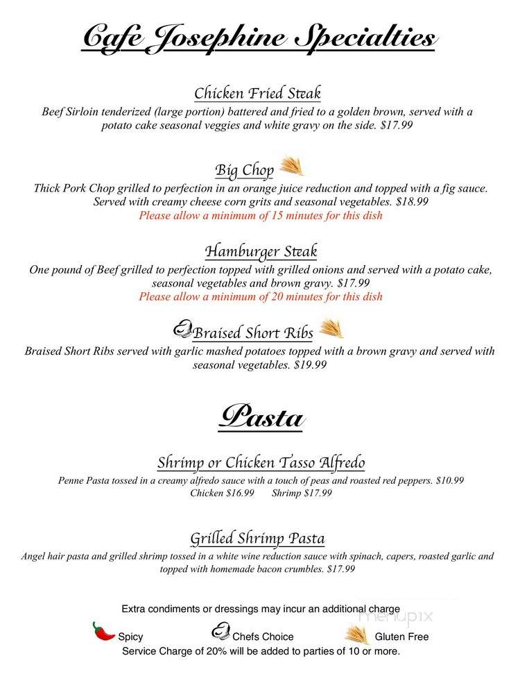 Cafe Josephines - Sunset, LA menu_pic