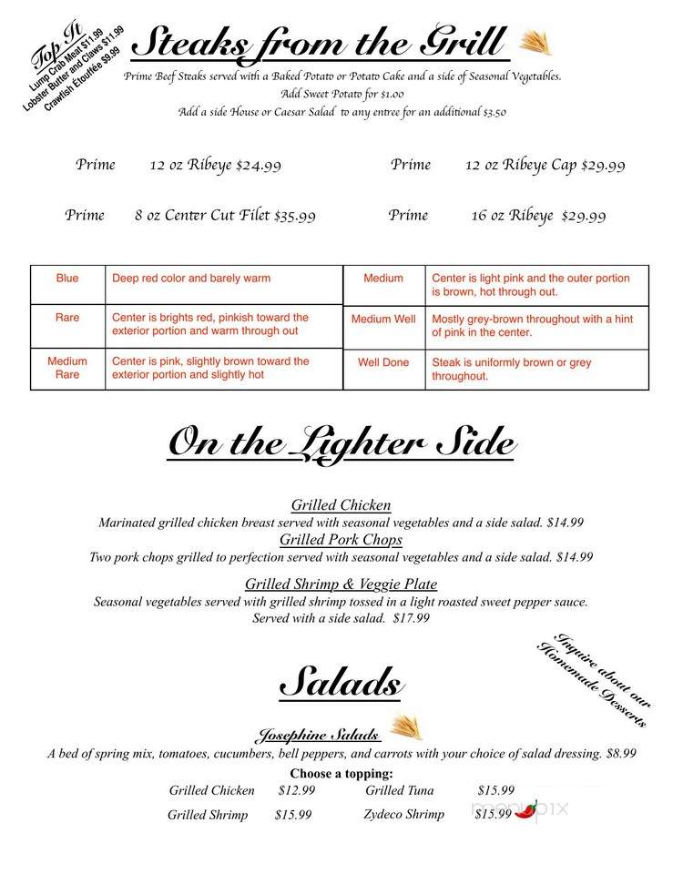 Cafe Josephines - Sunset, LA menu_pic