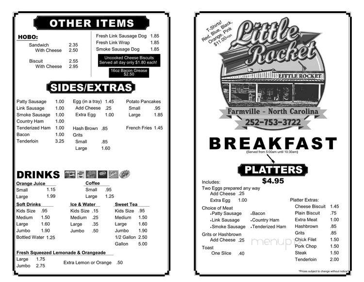 Little Rocket - Farmville, NC menu_pic