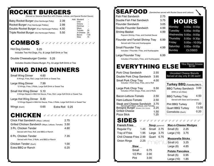 Little Rocket - Farmville, NC menu_pic