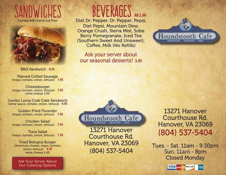 Houndstooth Cafe - Hanover, VA menu_pic