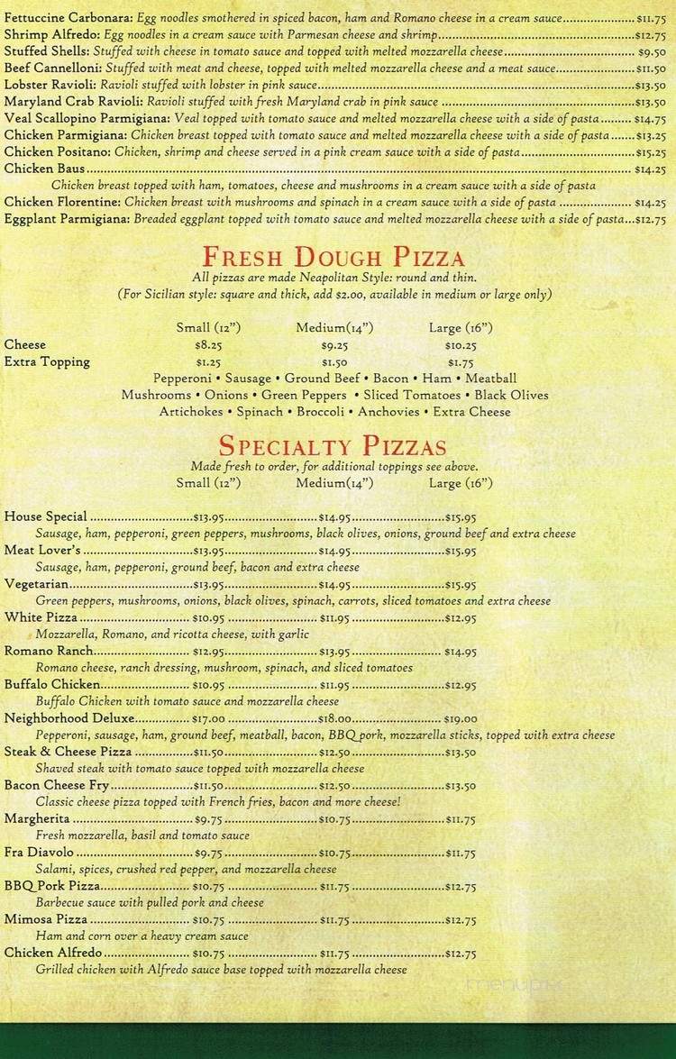 Ciro's Italian Pizzeria - Culpeper, VA menu_pic