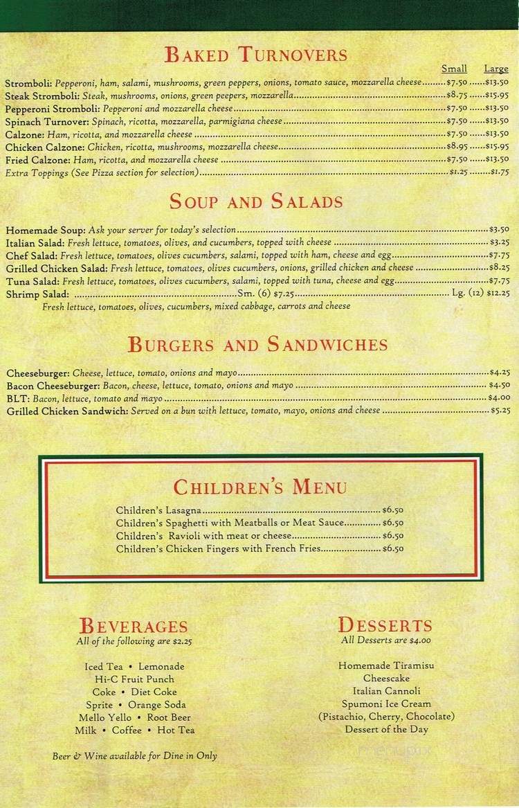 Ciro's Italian Pizzeria - Culpeper, VA menu_pic