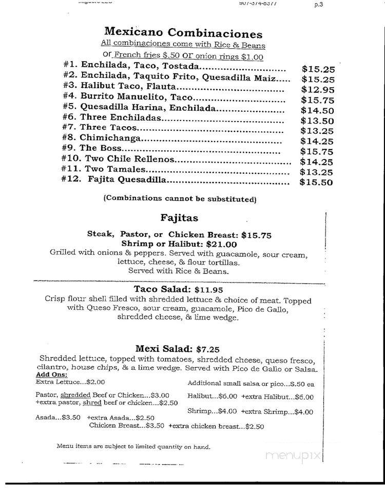 Miguel's Authentic Mexican Cuisine - Fairbanks, AK menu_pic