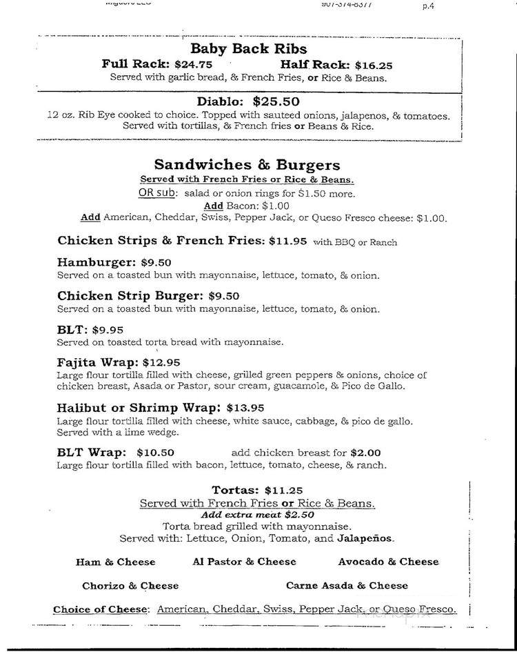 Miguel's Authentic Mexican Cuisine - Fairbanks, AK menu_pic