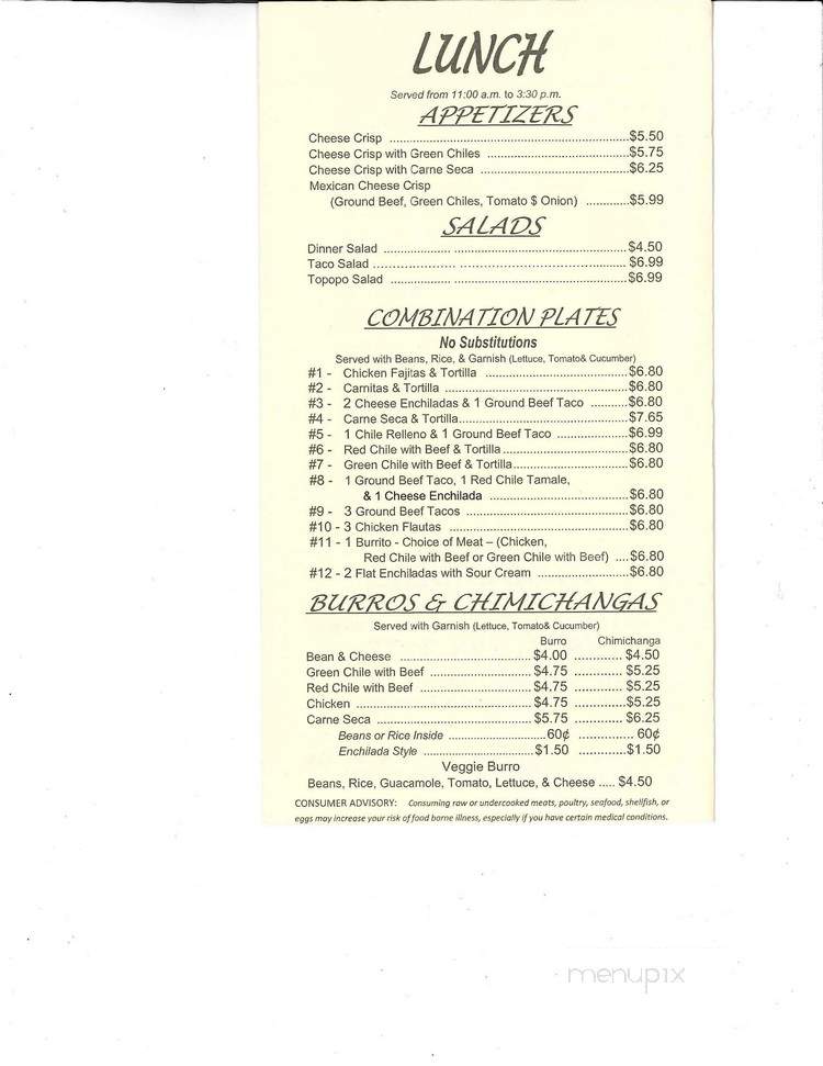 Alejandro's Cafe - Tucson, AZ menu_pic