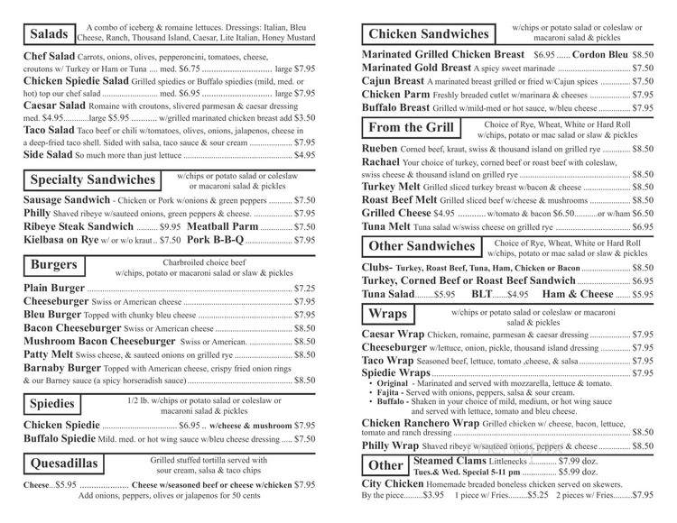 Barnaby's Pub - Endwell, NY menu_pic