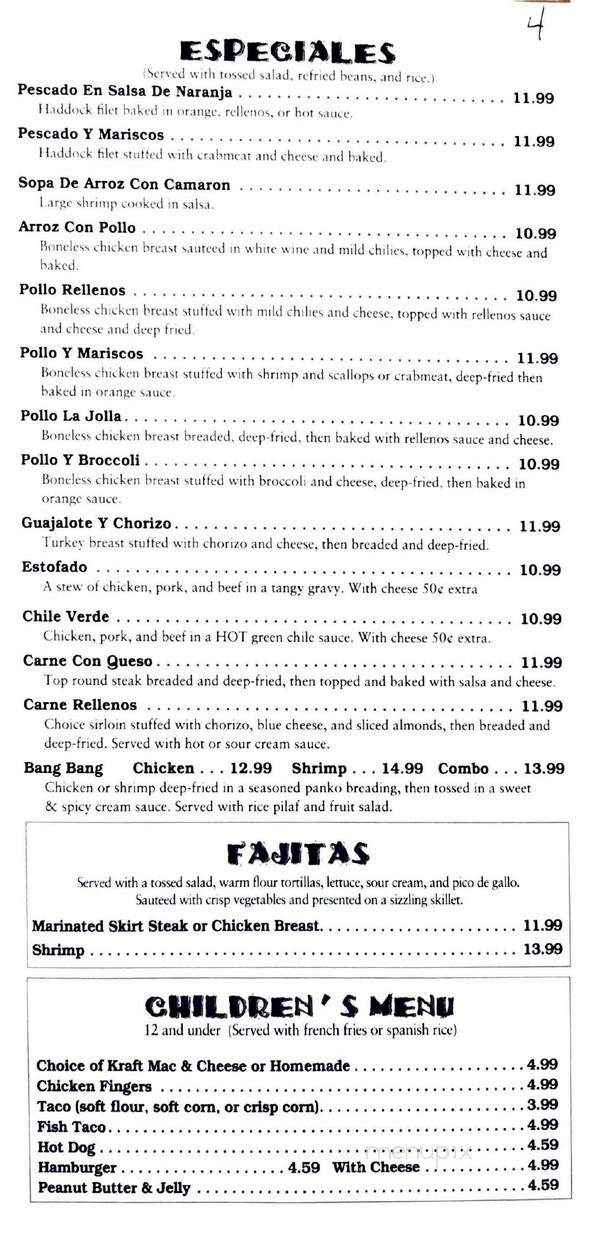 Casa Too Mucha - New Hartford, NY menu_pic