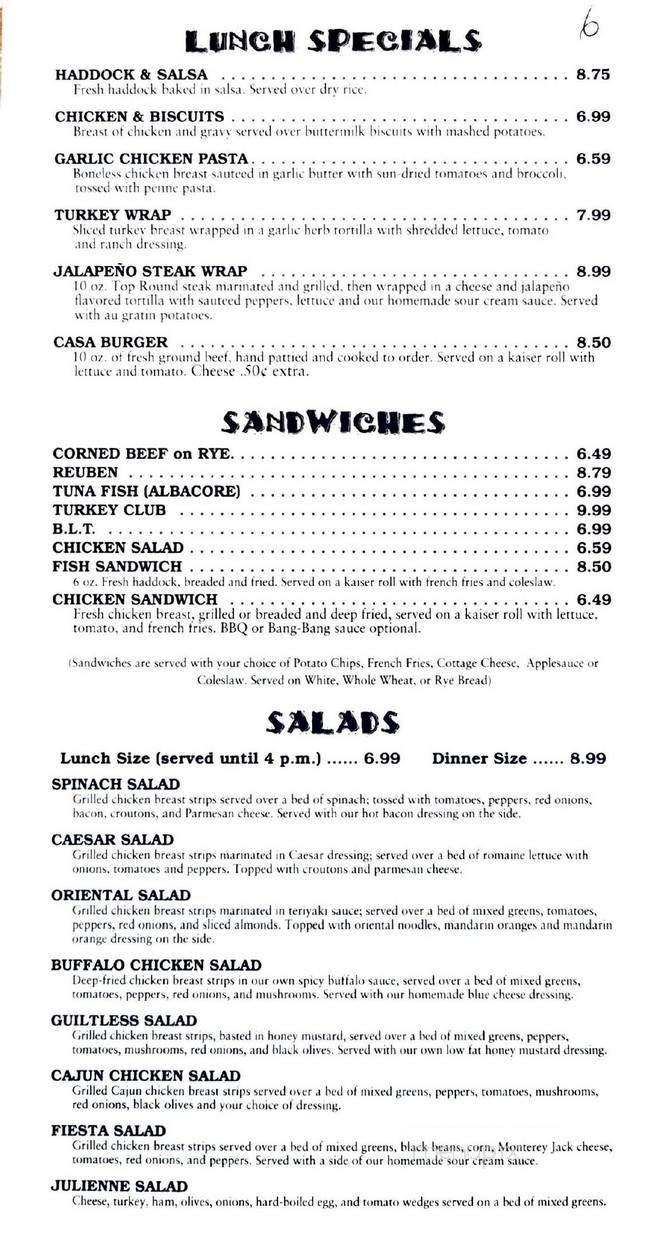 Casa Too Mucha - New Hartford, NY menu_pic
