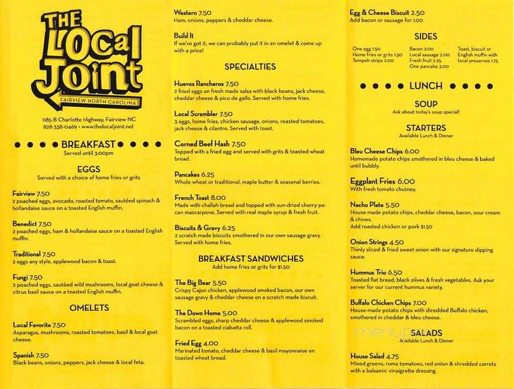 The Local Joint - Fairview, NC menu_pic