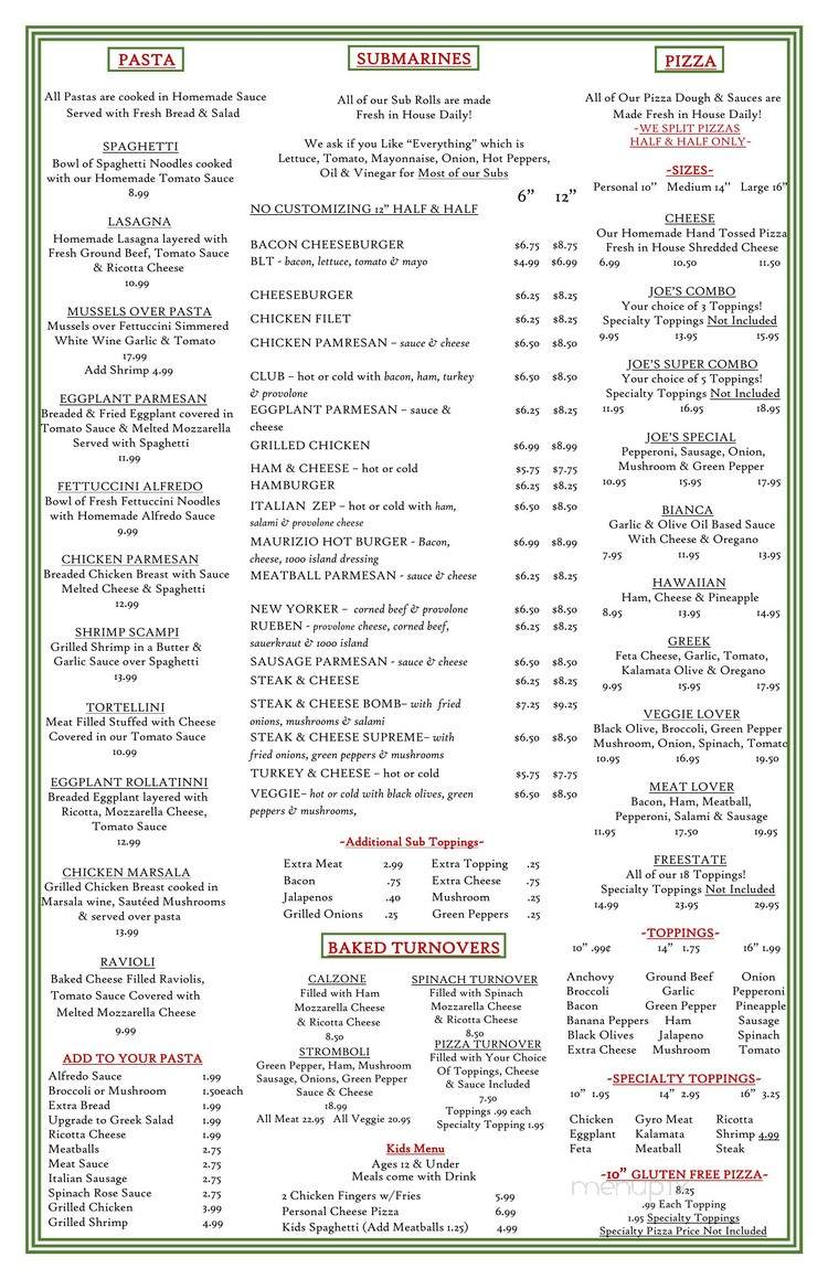 Joe's Pizza - Marshall, VA menu_pic