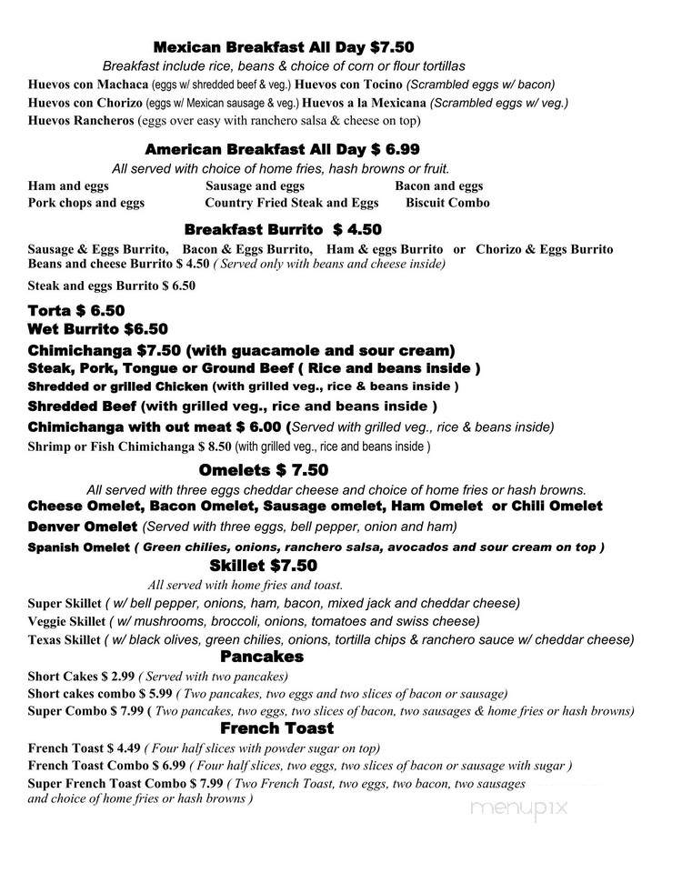 El Cancun Restaurant - Pahrump, NV menu_pic
