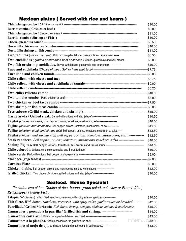 El Cancun Restaurant - Pahrump, NV menu_pic