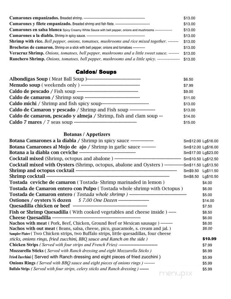 El Cancun Restaurant - Pahrump, NV menu_pic