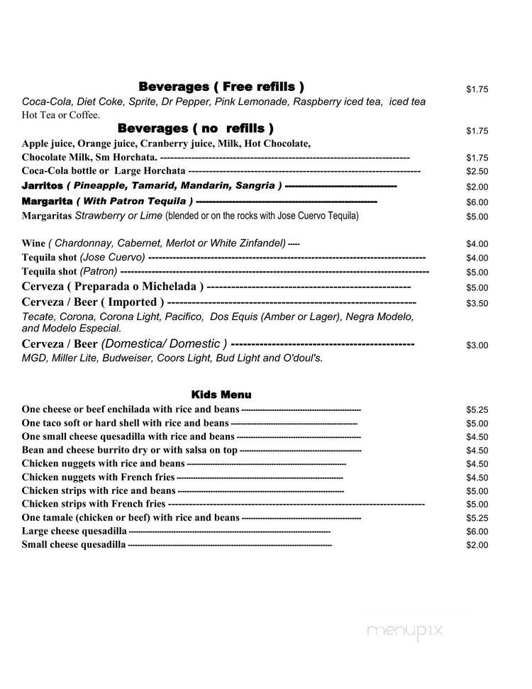 El Cancun Restaurant - Pahrump, NV menu_pic