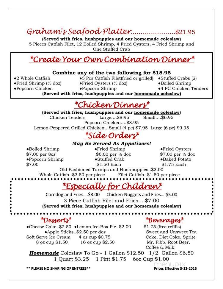 Graham's Fish Camp - Collins, MS menu_pic