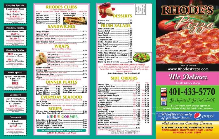 Rhodes Pizza & Restaurant - Riverside, RI
