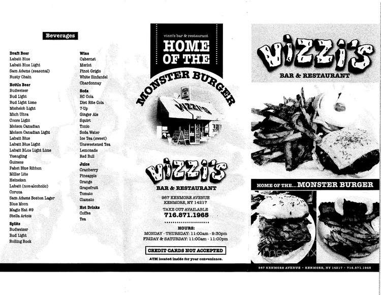 Vizzi's Bar and Restaurant - Kenmore, NY menu_pic