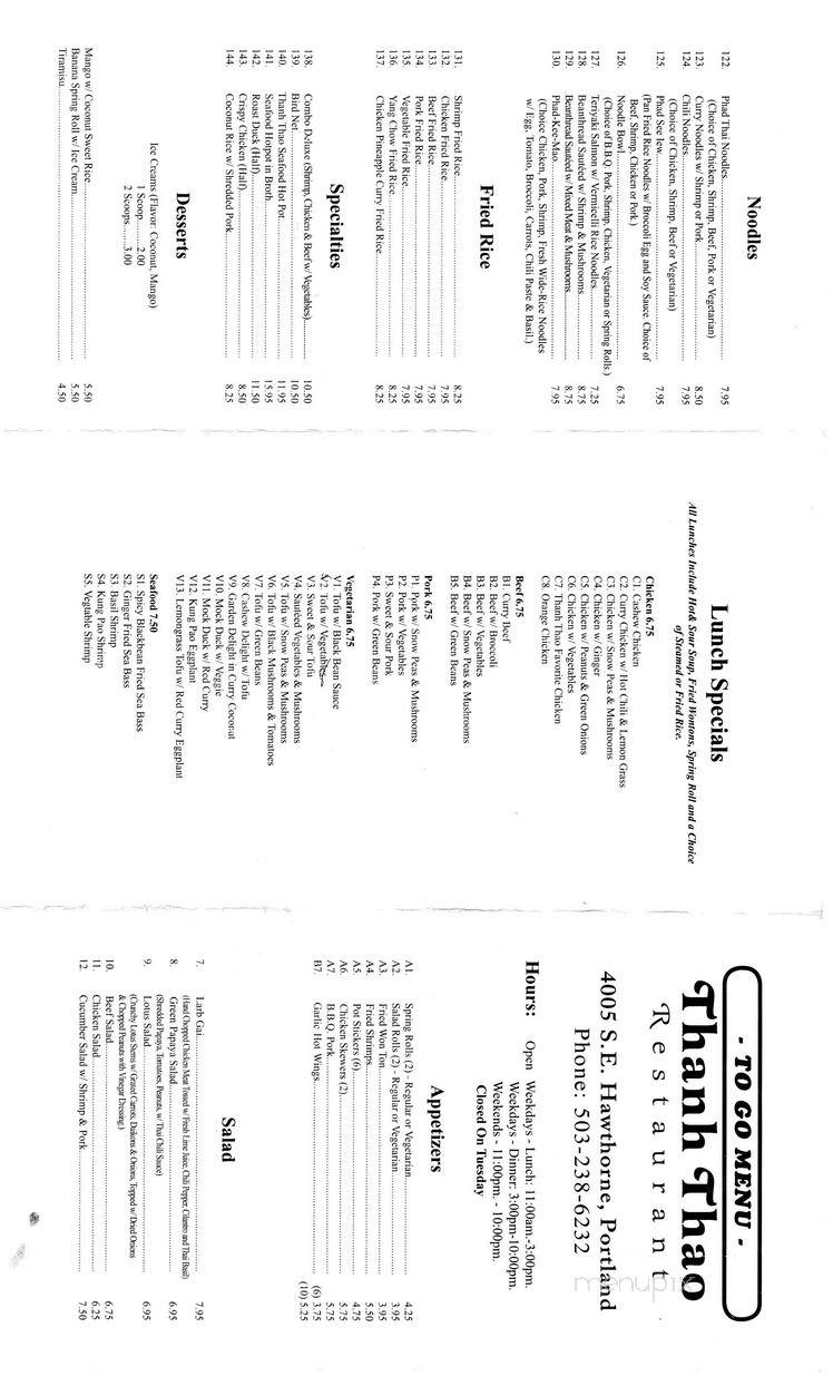 Thanh Thao - Portland, OR menu_pic