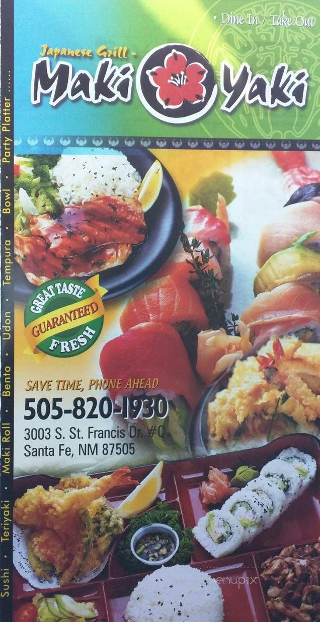 Maki Yaki - Santa Fe, NM menu_pic